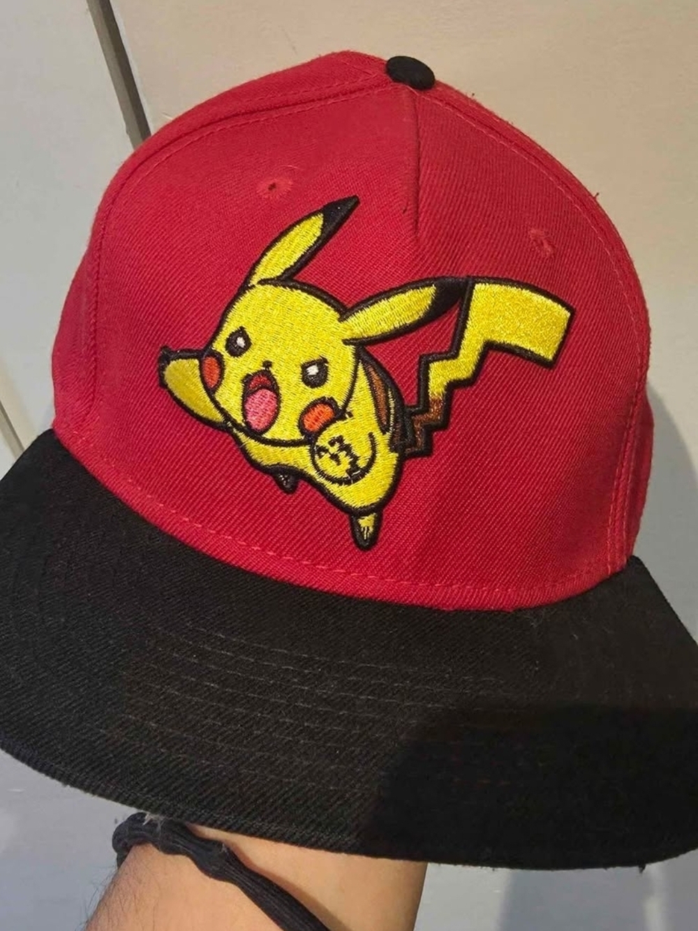 Red & Black Pikachu Embroidered Snapback Hat Pokemon